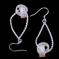 Twisted Knot Dangle Drop Earrings for Women–Copper Alloy 925 Silver Plating 1200