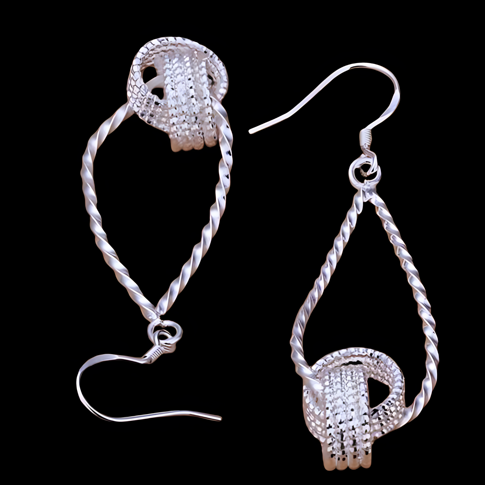 Twisted Knot Dangle Drop Earrings for Women–Copper Alloy 925 Silver Plating 1200