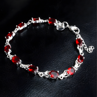 Unified Jewellery Premium Red Oval Crystal Tennis Bracelet Women Lobster 1825