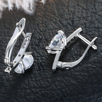 Sterling Silver-Plated Hoop Earrings – Elegant Cubic Zirconia Stone Design 905