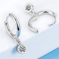 Solid 925 Sterling Silver Zircon Drop Earrings Women, Trendy Hypoallergenic 469
