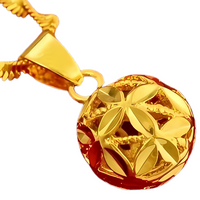 Hollow Hydrangea Pendant Necklace, Brass Plated in Gold, Exquisite Fashion 128