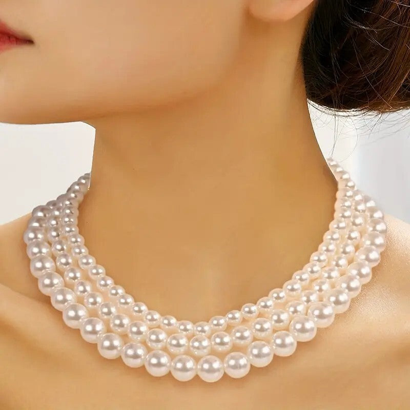 French Creative Baroque Faux Pearl Niche Design Three-layer Personality 82 UK