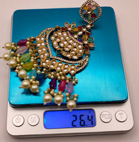 Elegant Bollywood Inspired Gold Kundan Earrings - Traditional Indian Jewelry 173