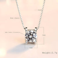 925 Sterling Silver Necklace Round Cubic Zirconia Pendant, Women's Jewellery 272