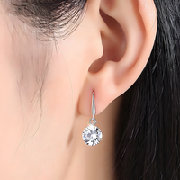 Unified Jewellery Silver-Plated Round Zircon Drop Earrings for Women Elegant 923