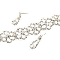 Silver Crystal Choker Necklace & Earrings Set Women – Sparkling Rhinestone 689
