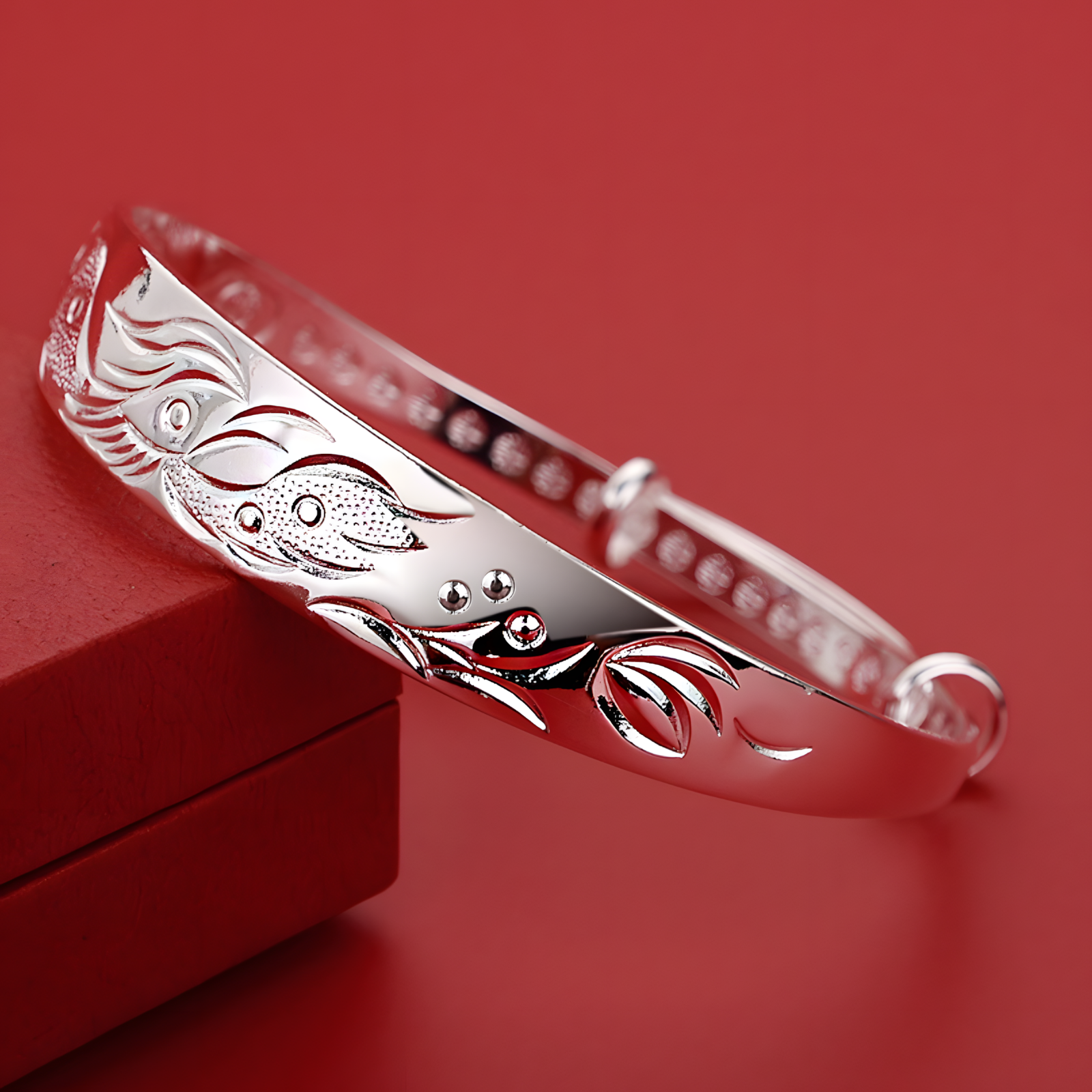 Unified Jewellery Phoenix Bangle Adjustable Open Cuff Silver Tone Statement 1897