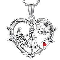 Metal Copper Zinc Alloy Heart Pendant Necklace – Classic Geometric Design 1115