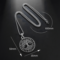 Viking Tree of Life Pendant Necklace for Men-Stainless Steel Nordic Circle- 1066
