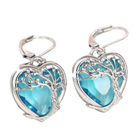 Heart Tree Earrings 33mm Length 18x16mm Heart Pendant 5.2g Lightweight 1399