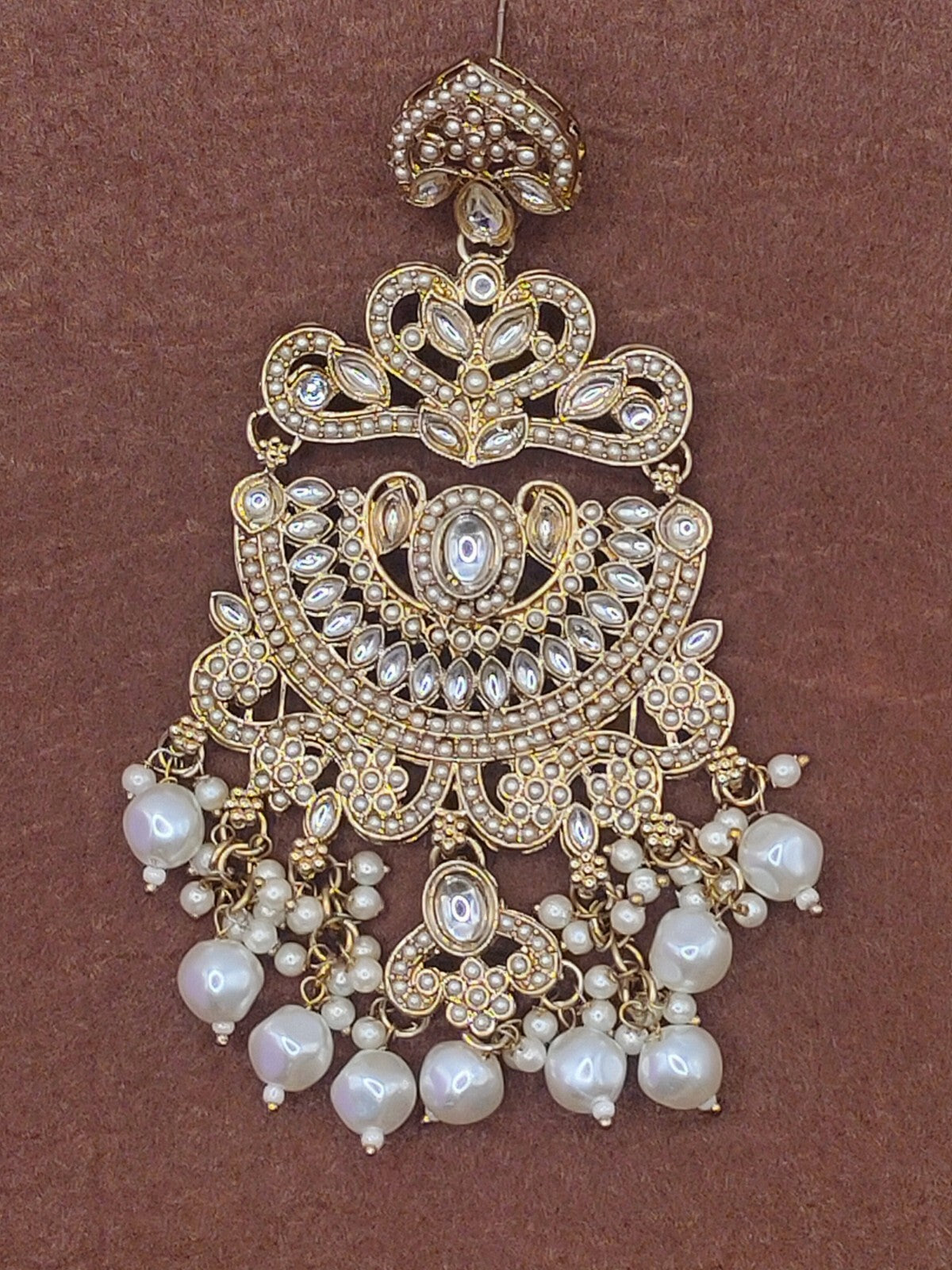 Elegant Bollywood Inspired Gold Kundan Earrings - Traditional Indian Jewelry 192