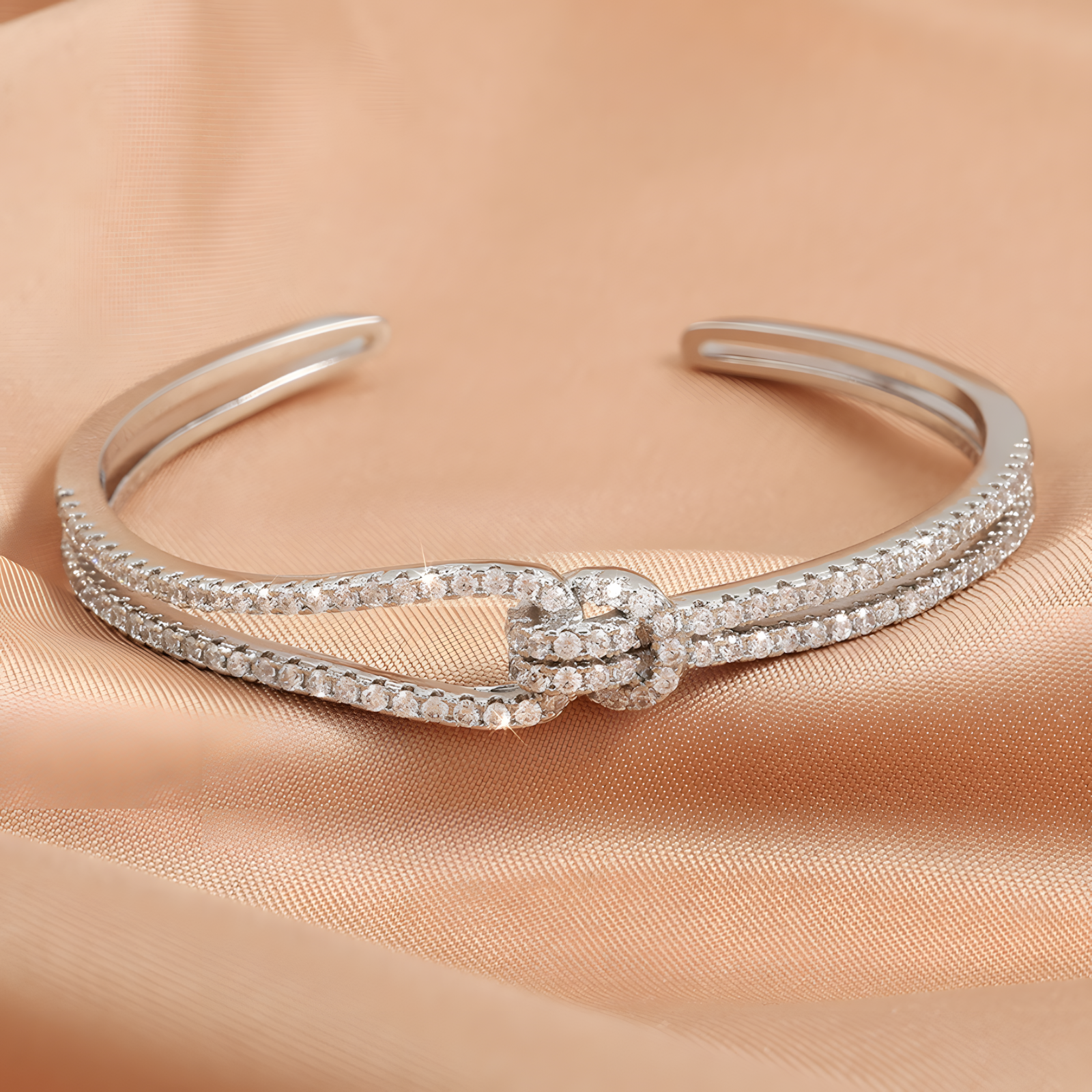 Unified Jewellery Crystal Knot Cuff Bracelet Silver Open Bangle Statement 1895