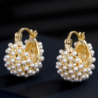 Chunky Hoop Earrings | Irregular Bubble Faux Pearl Cluster Stud Eardrops 566