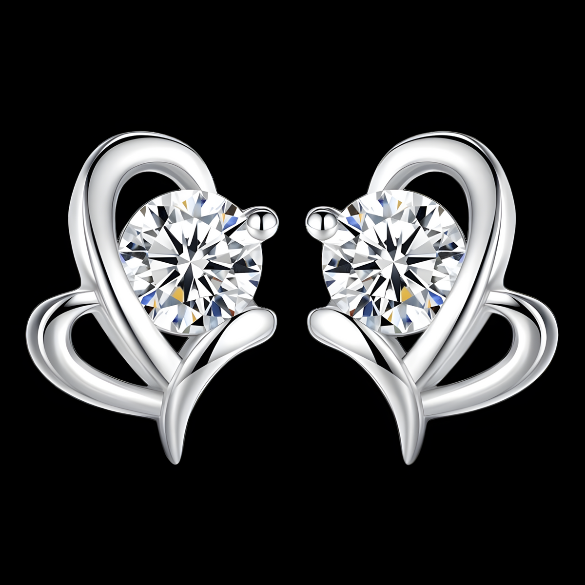 Silver-Plated Crystal Stud Earrings Women Elegant Geometric Butterfly Design 972