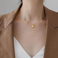 Stainless Steel Love Heart Necklace – Elegant Gold Snake Chain Pendant Women 747