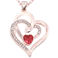 18K Gold Plated Zinc Alloy Crystal Rhinestone Channel Set Heart Statement B308