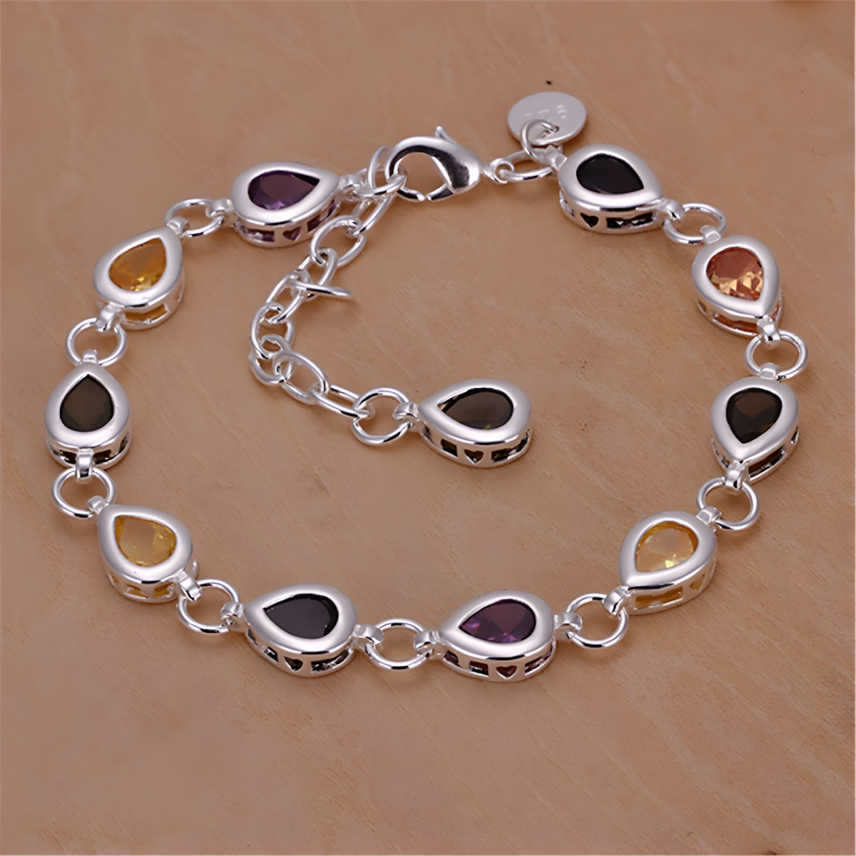 925 Sterling Silver Noble Charm Bracelets Zircon Chain Crystal Jewelry 454