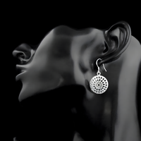 925 Sterling Silver Filigree Drop Earrings - Round Lace Dangle Earrings 362