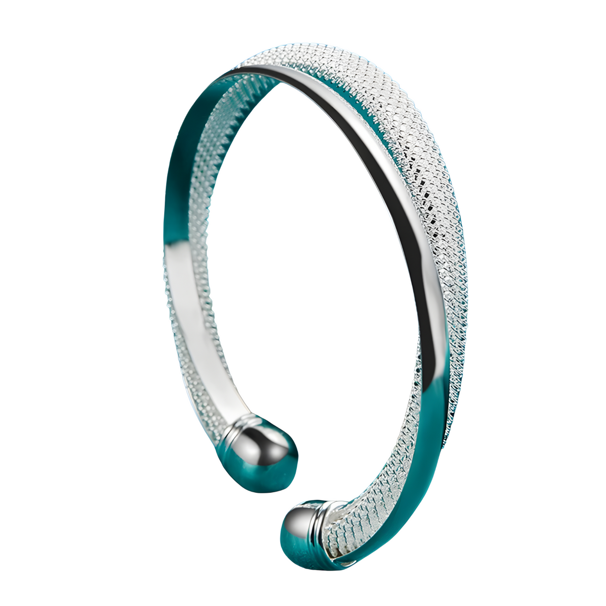925 Sterling Silver Multi-Strand Mesh Open Cuff Bangle Bracelet for Women - 407