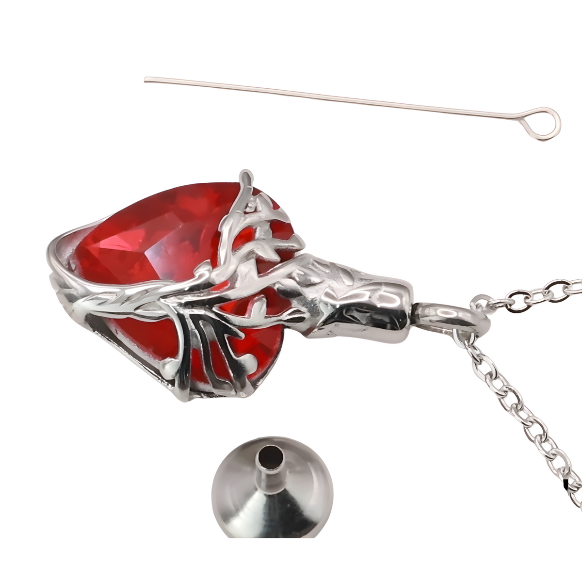 Heart Tree of Life Urn Necklace Crystal Funnel Filler 316L Stainless Steel B217
