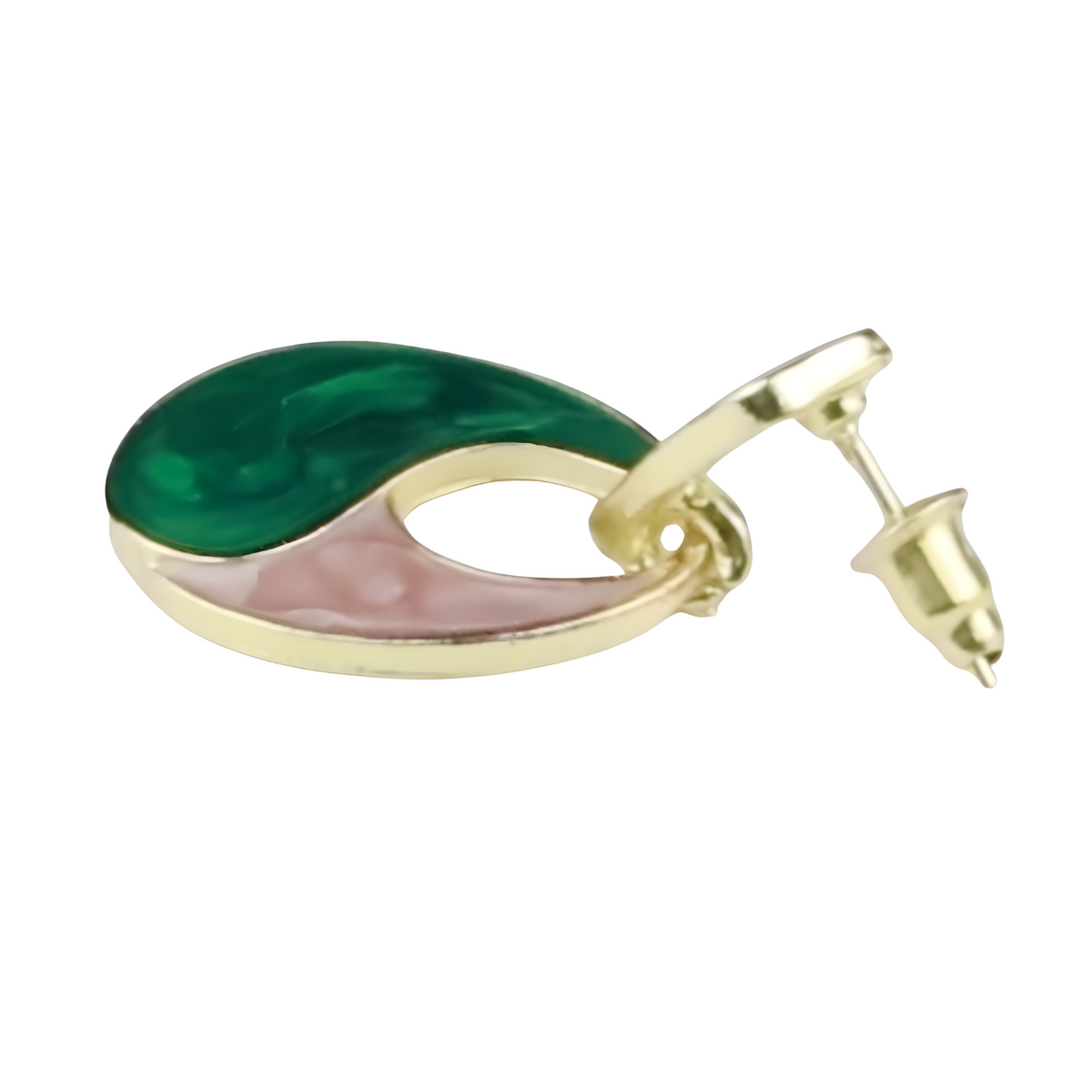 Waterdrop Statement Drop Earrings — Elegant Enamel Swirl Design, Gold Tone 1384