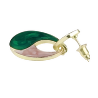 Waterdrop Statement Drop Earrings — Elegant Enamel Swirl Design, Gold Tone 1384