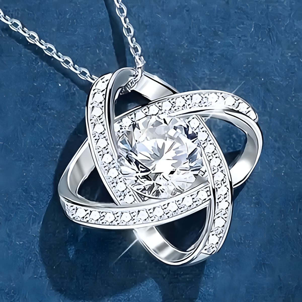 Vintage Style Cubic Zirconia Love Knot Necklace for Mom, Zinc Allo (No box) B187