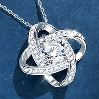 Vintage Style Cubic Zirconia Love Knot Necklace for Mom, Zinc Allo (No box) B187