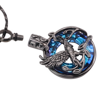 Black Blue Eagle Pendant Necklace Snake Chain Unisex Religious Style Claw B199
