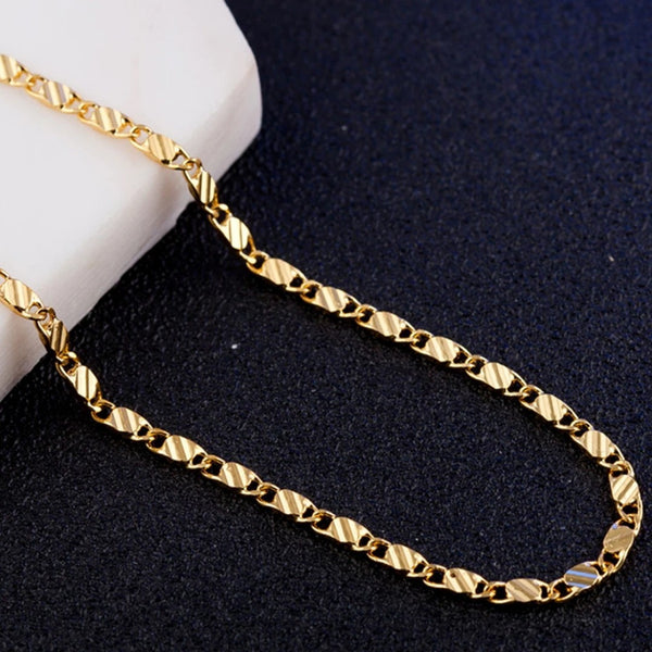 18K Gold Plated Chain Necklace, 2mm Wide, Adjustable Eco-Friendly Material 440