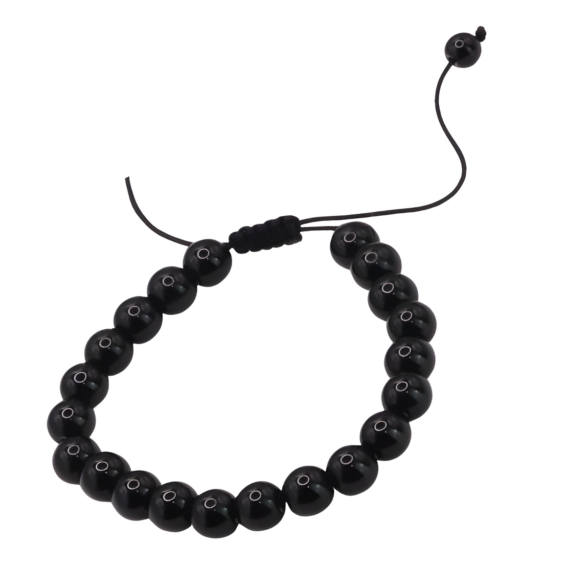 Unisex Natural Stone Bracelet, 8mm Black Malachite & Lava Rock, Adjustable B118