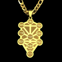 Stainless Steel Gold Kabbalah Sephirot Tree Of Life Hebrew Pendant Necklace 1072