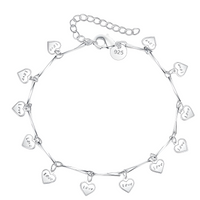 925 Silver Heart Charm Bracelet For Women - Love Pendant Chain Bracelet 1786