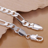 925 Sterling Silver Figaro Chain Bracelet, Classic Silver Link Bracelet 420
