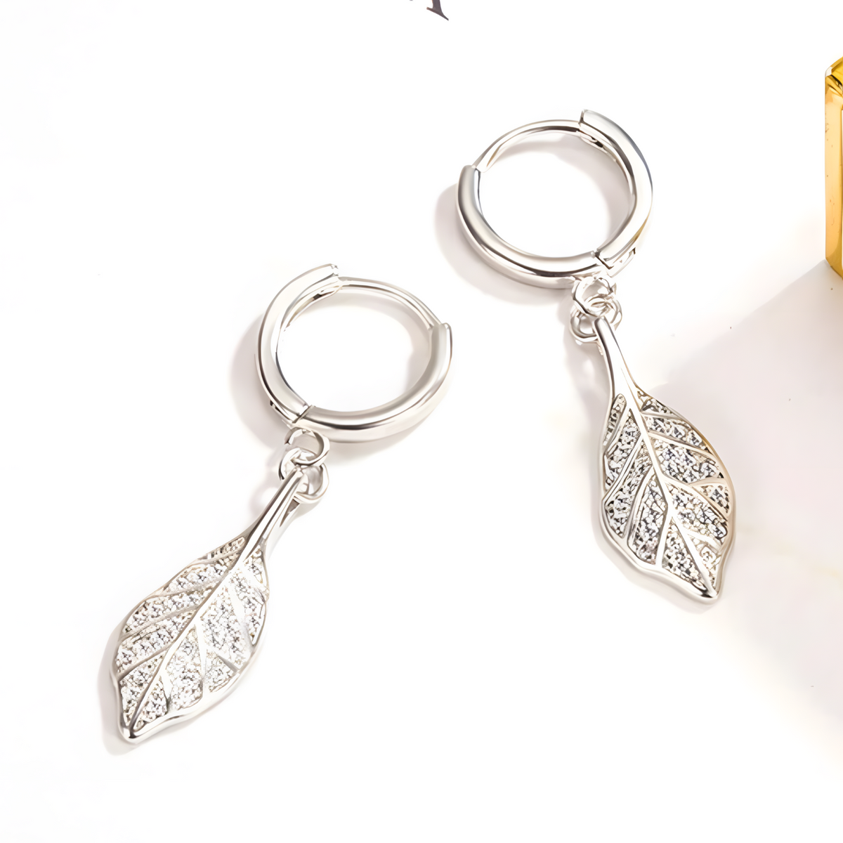 Elegant Leaf Drop Earrings Women - Sterling Silver 925, Sparkling CZ Crystal 300