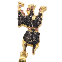 Doberman Pendant Necklace - Gold Plated Pavé Crystal Dog Charm Pendant B243