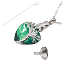 Heart Tree of Life Urn Necklace Crystal Funnel Filler 316L Stainless Steel B208