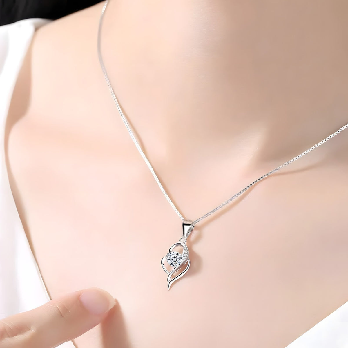 Sterling Silver Heart Necklace for Women – Real 925 Pendant with AAA Cubic 287