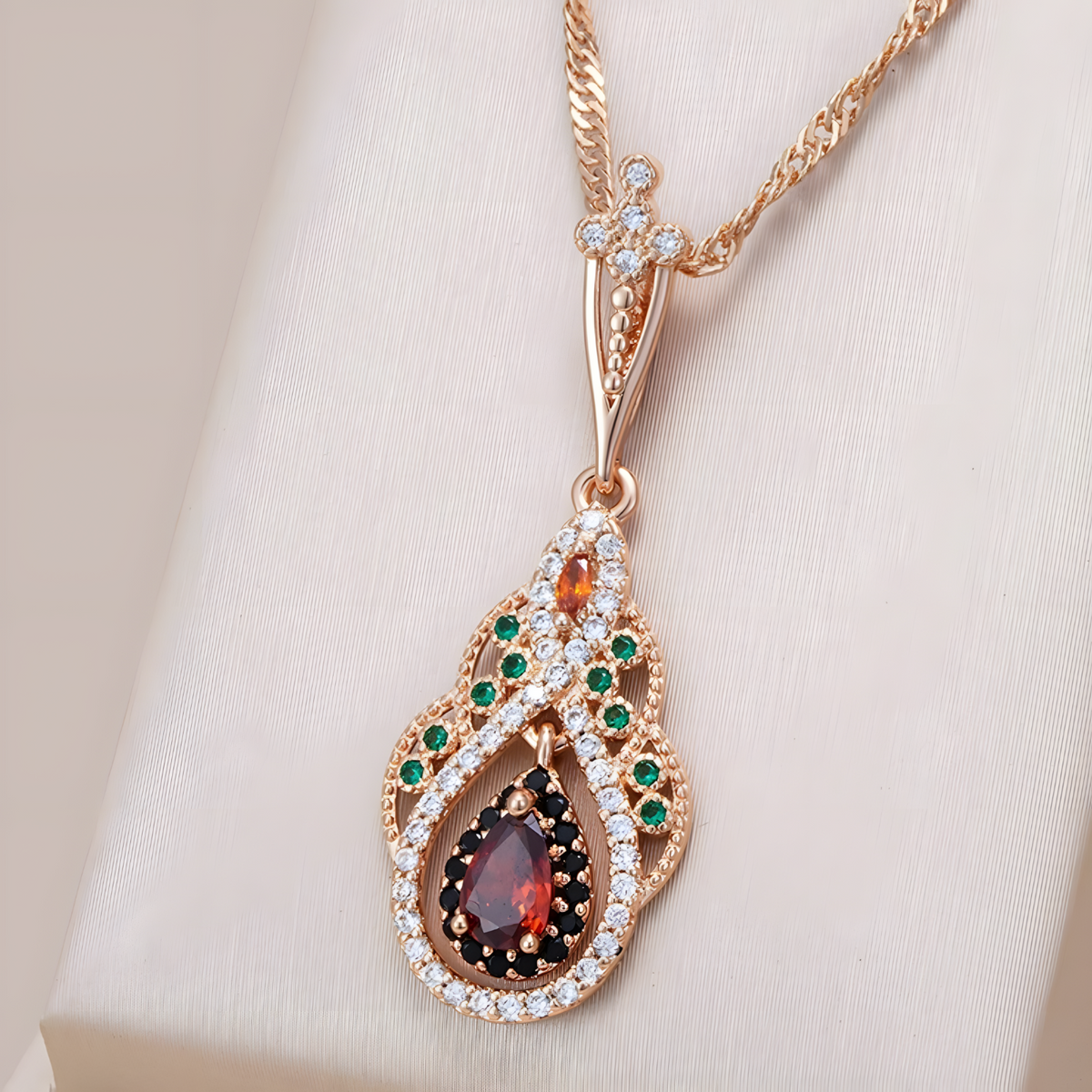 Unified Jewellery Arabian Alloy Crystal Pendant Necklace Gold-Tone Geometric 580