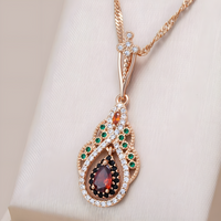 Unified Jewellery Arabian Alloy Crystal Pendant Necklace Gold-Tone Geometric 580