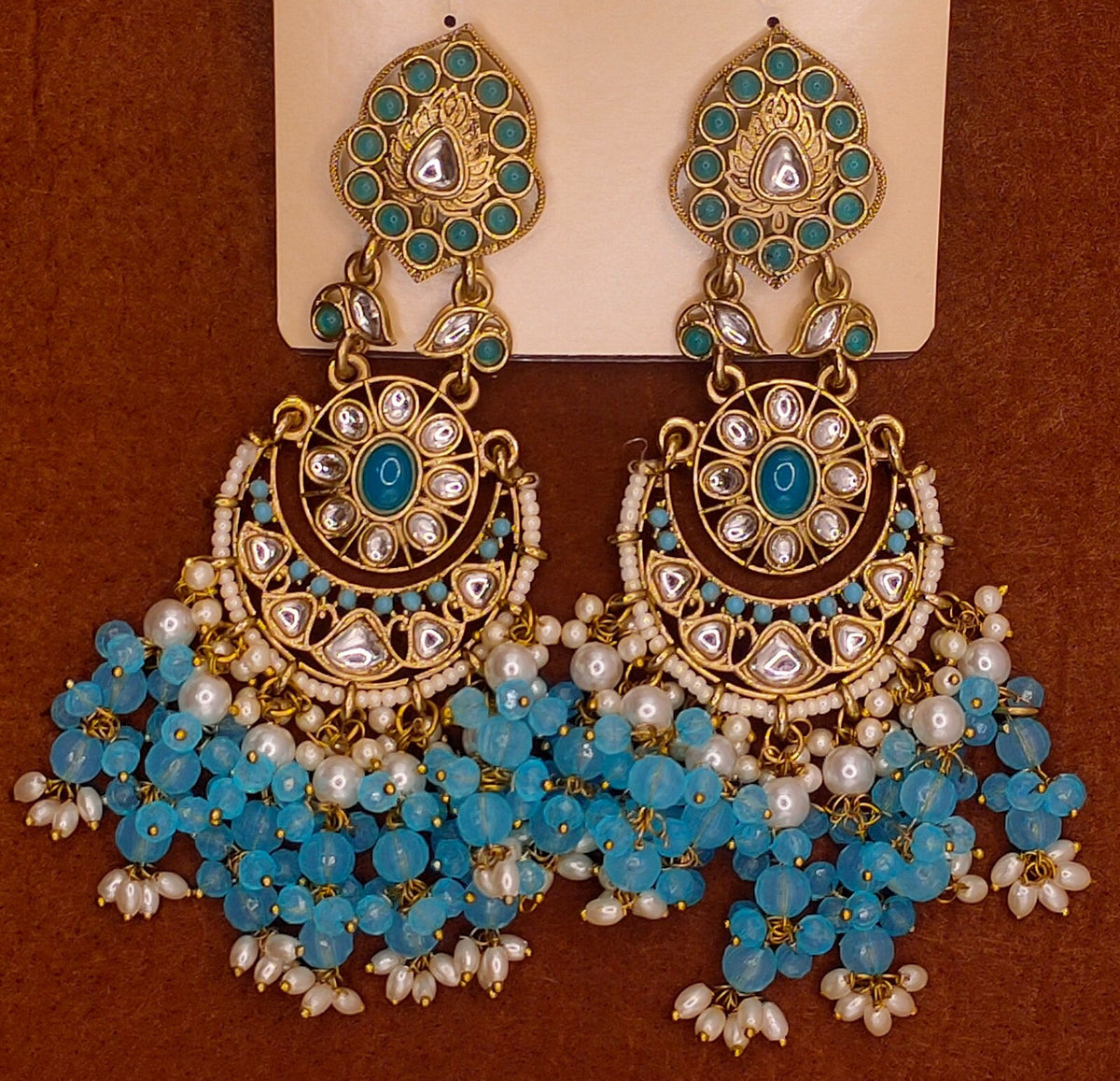Elegant Bollywood Inspired Gold Kundan Earrings - Traditional Indian Jewelry 205