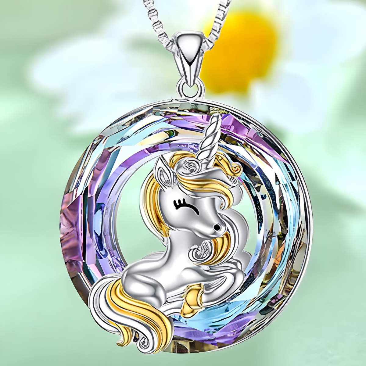 Womens Crystal Unicorn Necklace Gold Plated Unicorn Pendant Fantasy Jewelry b140