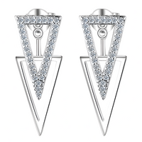 925 Sterling Silver V-Shaped Dangle Earrings Trendy Geometric Drop Earrings 307