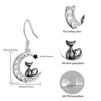 Crescent Moon Cat Necklace Women – Silver-Tone Zinc Alloy Celtic Knot Moon 1080