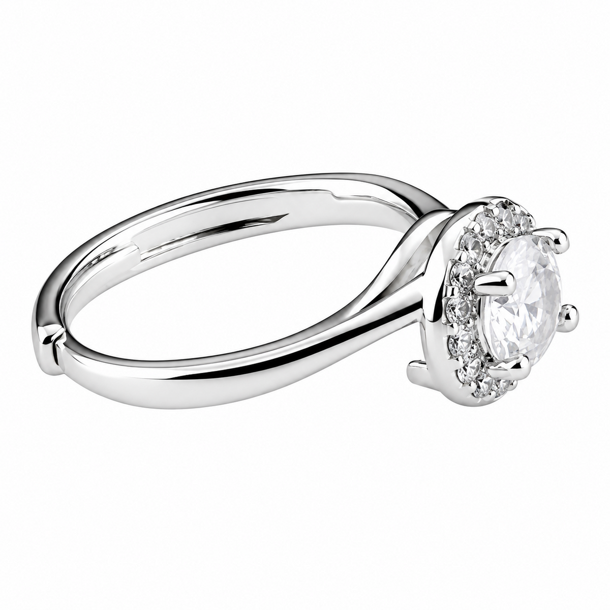Luxury Round Brilliant Cut Zirconia Halo Ring Adjustable Engagement Wedding 1647