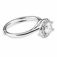 Luxury Round Brilliant Cut Zirconia Halo Ring Adjustable Engagement Wedding 1647