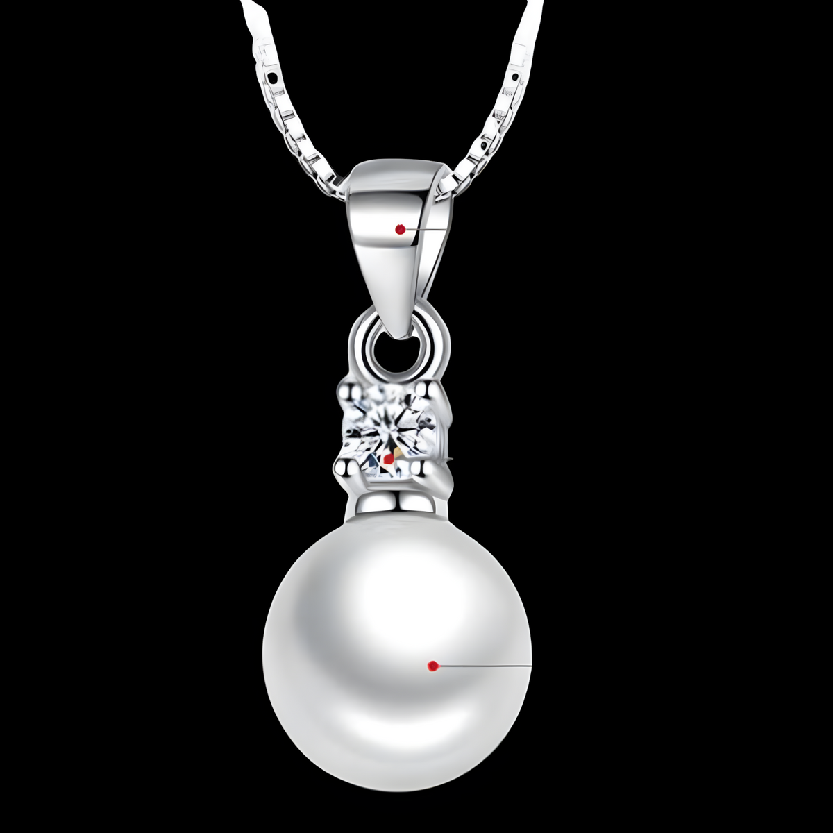 Unified Jewellery 925 Silver-Plated Round Pearl Pendant Necklace for Women 898