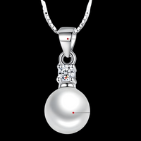 Unified Jewellery 925 Silver-Plated Round Pearl Pendant Necklace for Women 898