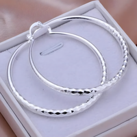 Diamond-Cut Hoop Earrings 5CM Large Round Textured Hoop Earrings for Women 1495